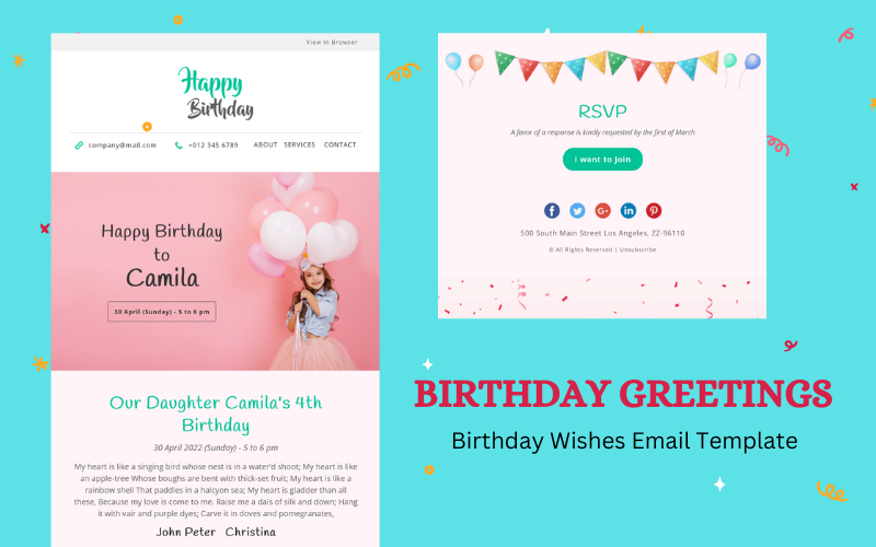 This image is displaying birthday wishes email template.
