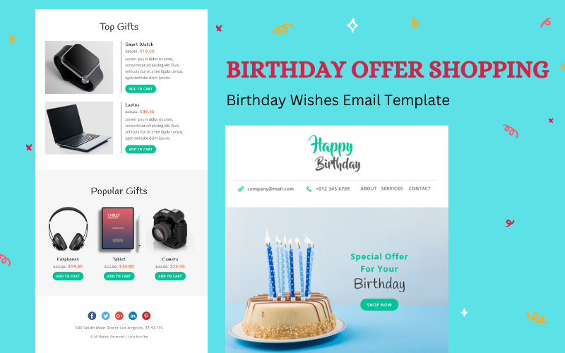 This image is displaying birthday offer shopping email template.