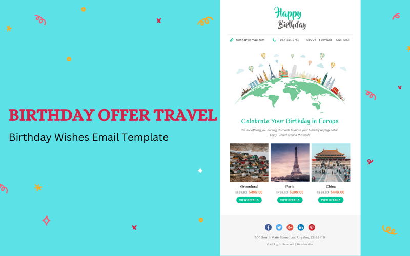 This image is displaying birthday offer travel email template.