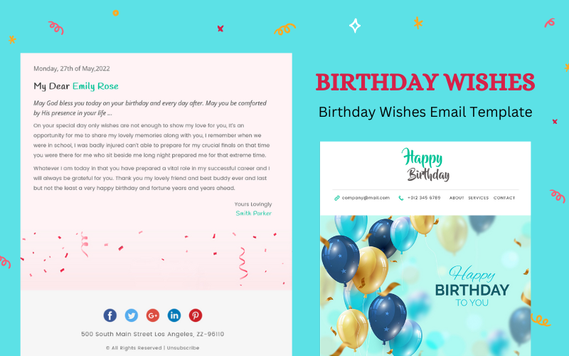 This image is displaying birthday wish email template.