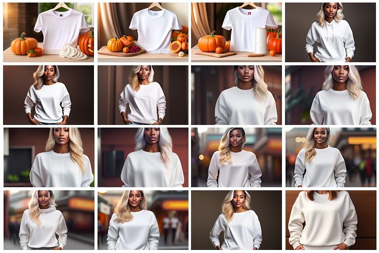 Halloween t-shirt and sweatshirt mockup collage