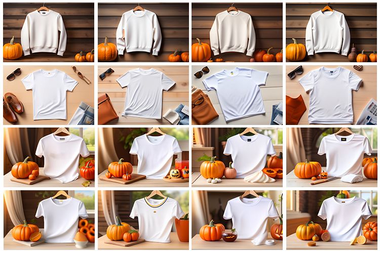 collage of white t-shirt mockups
