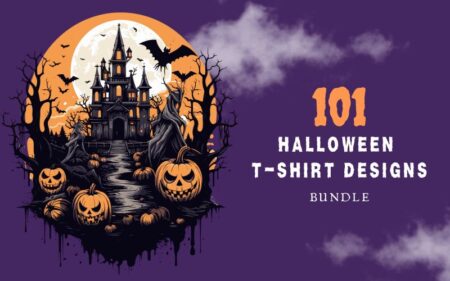 101 Halloween t shirt design bundle feature image