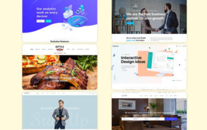 Landing Page Templates for Restraunt, business, fashion website and more depicting unique styles oflayouts - buy landing page templates