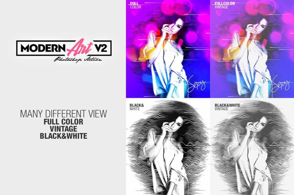 Creative modern art Photoshop action.