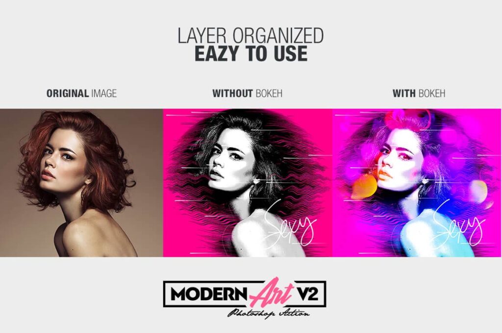 This image displays the layer organized feature of the PS action