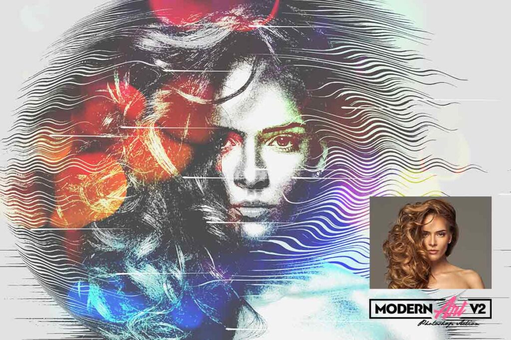 Expressive modern art Photoshop action.