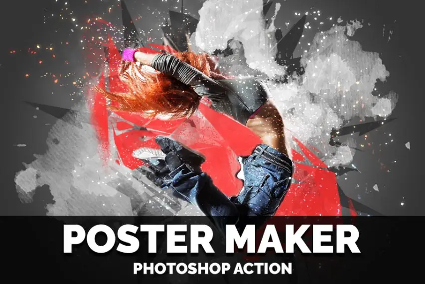digital art of a girl dancing with a text that says poster maker..