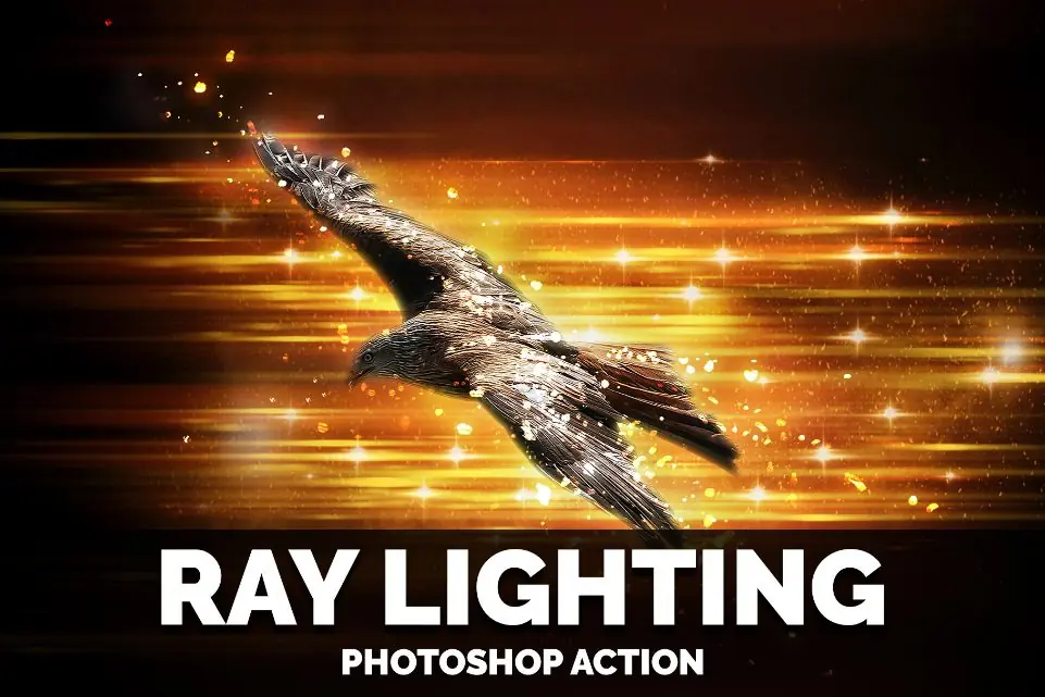 digital art of a hawk with golden ray background