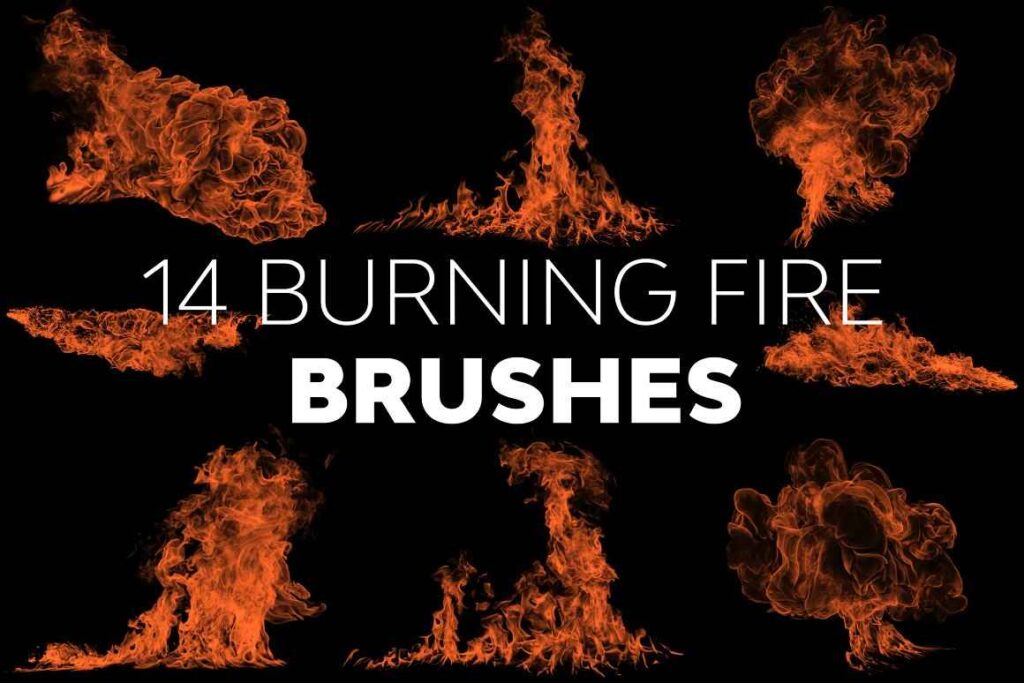 Burning fire brushes preview image.