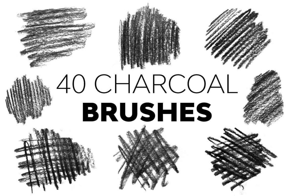 40 Charcoal brushes preview image.