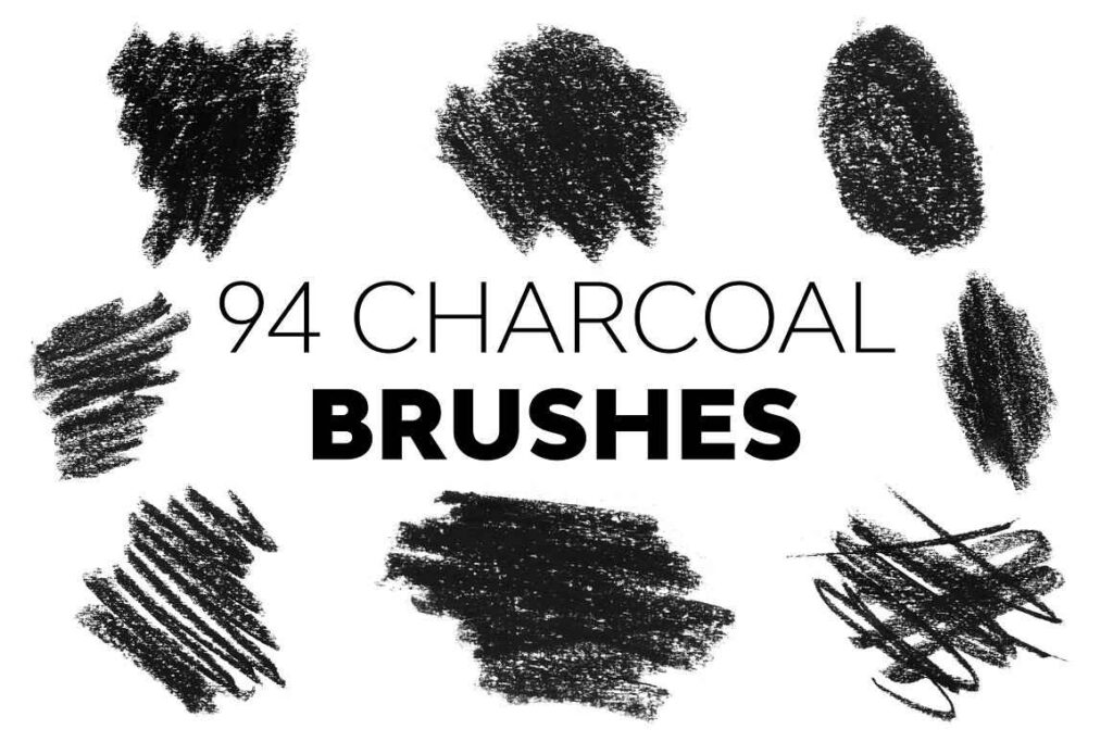 Charcoal brushes preview image.