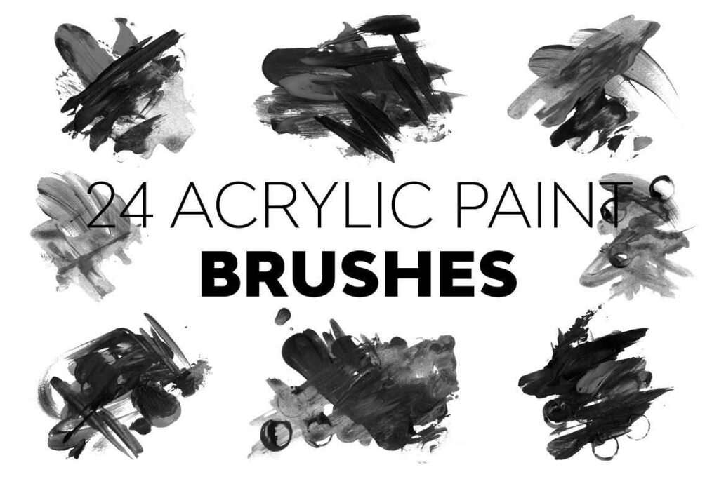Acrylic paint brushes preview image.