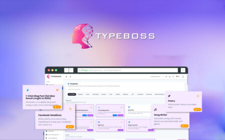 This image is displaying the various features of Typeboss AI