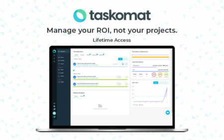 Feature Image of Taskomat displaying the dashboard on a laptop.