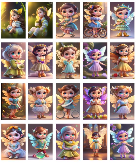 Collage of cute fairy clipart