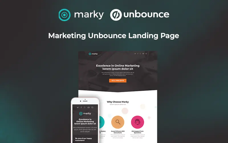Marky - Marketing unbounce landing page feature image