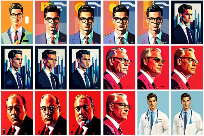 Collage of men different professions such as diplomats, corporate professional and doctors.