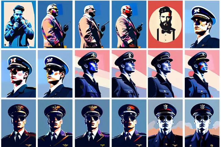 Collage of men different professions such as cop and business man.