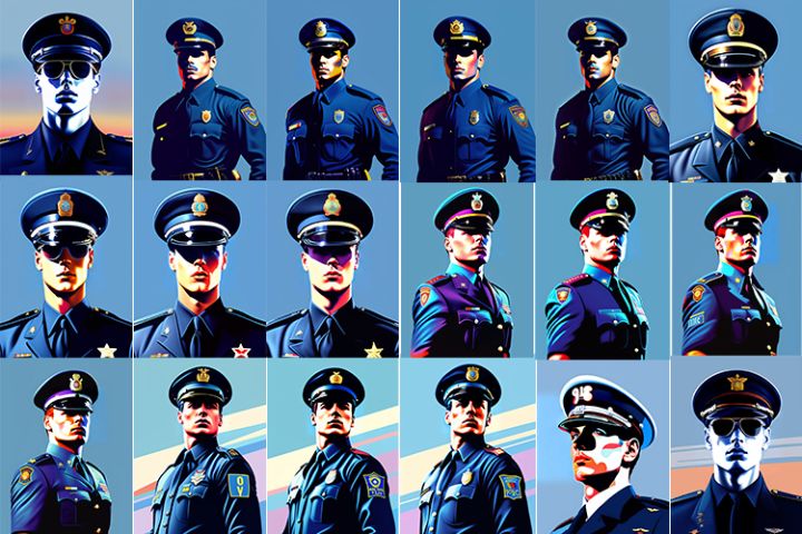 Collage of images of men working as a cop and pilot.