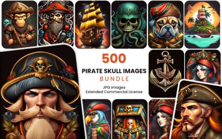 feature image for 500 pirate skull images bundle
