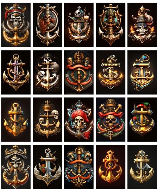 collage of pirate skull themed anchors