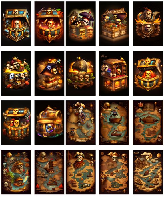 Collage of pirate treasure images
