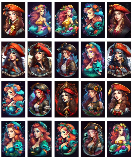 Collage of women as pirates