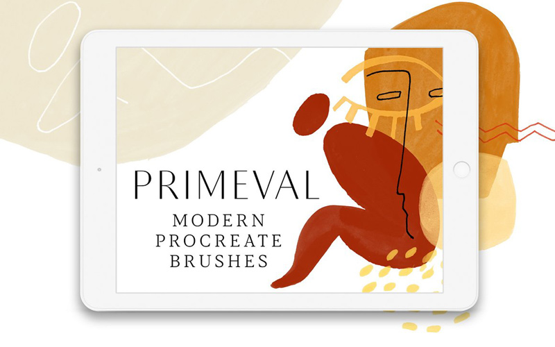 Primeval modern procreate brushes preview image.