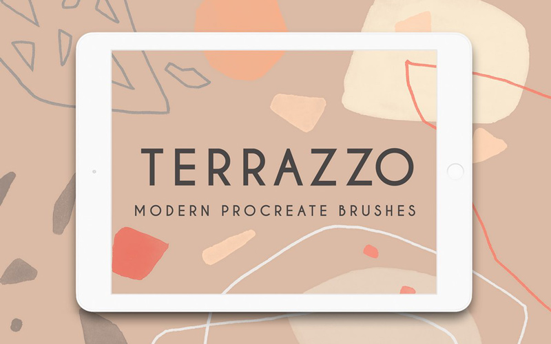 Terrazzo modern procreate brushes preview image.