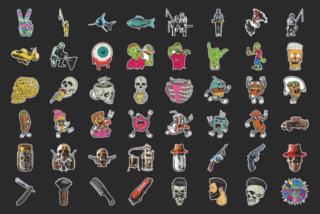 Quirky collection of stickers