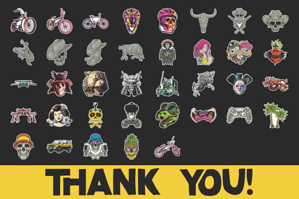 A collage of multipurpose stickers bundle