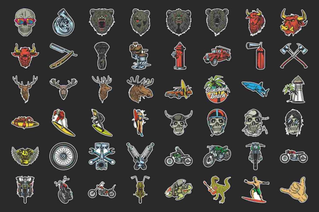 A glimpse of the Stickers Megapack, featuring a variety of captivating handcrafted illustrations for design enthusiasts