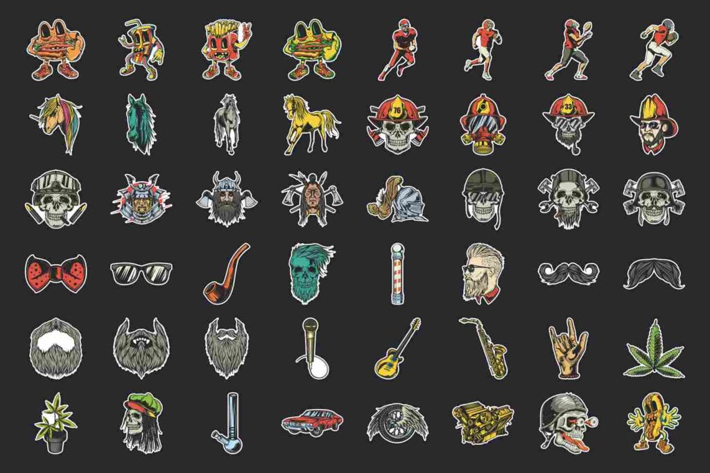 A captivating preview of the Stickers Megapack, showcasing an array of beautifully handcrafted illustrations for creative inspiration