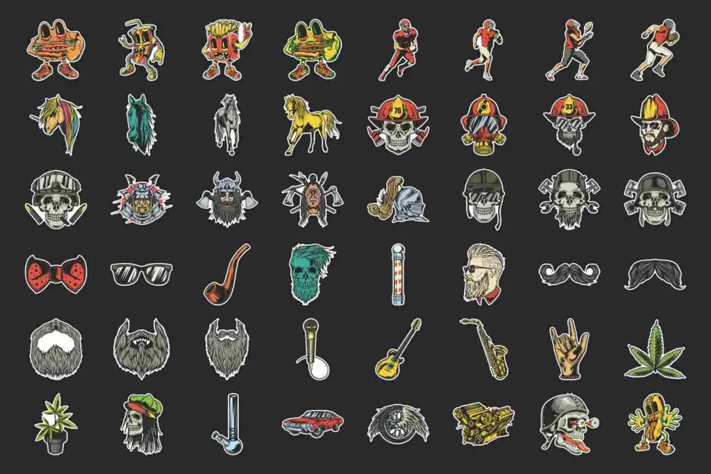 A captivating preview of the Stickers Megapack, showcasing an array of beautifully handcrafted illustrations for creative inspiration