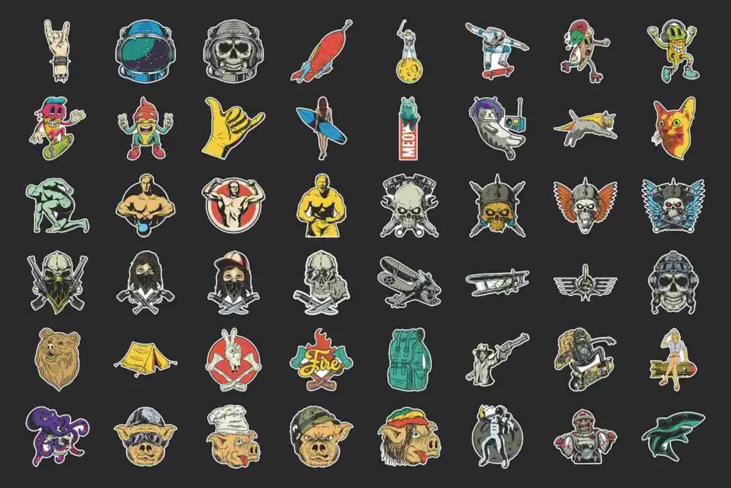 A delightful glimpse of the Stickers Megapack, presenting a collection of handcrafted illustrations perfect for sparking creativity