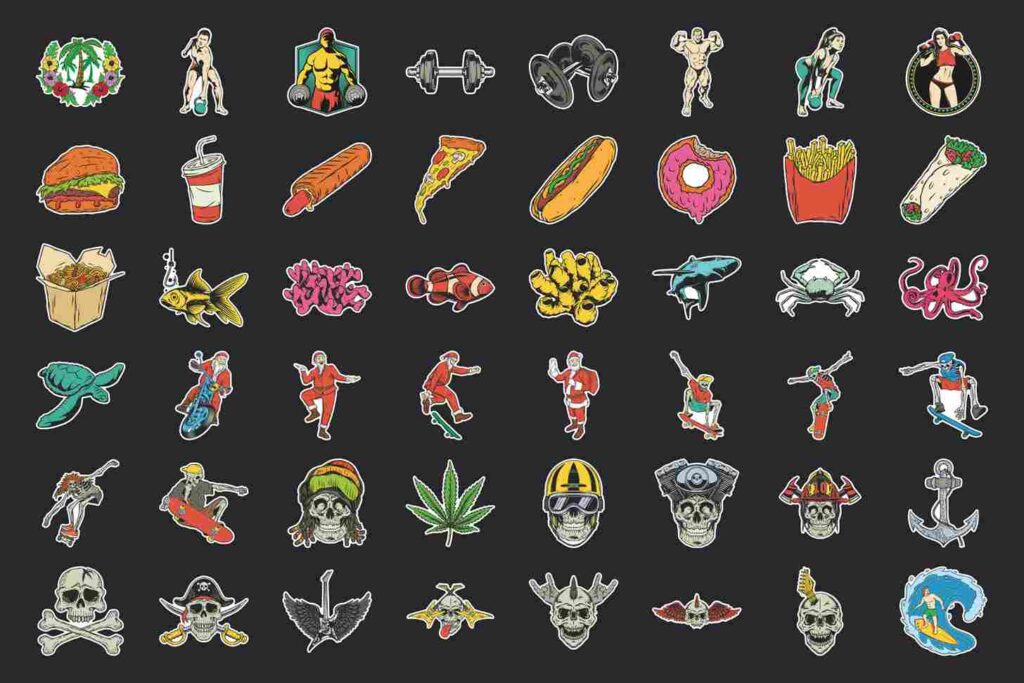 An enchanting preview of the Stickers Megapack, offering a wide selection of handcrafted illustrations for artistic projects - png stickers