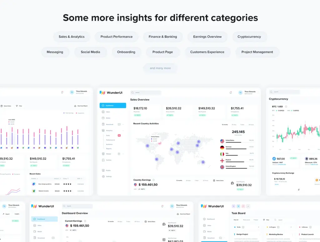 Winder UI - website design system categories