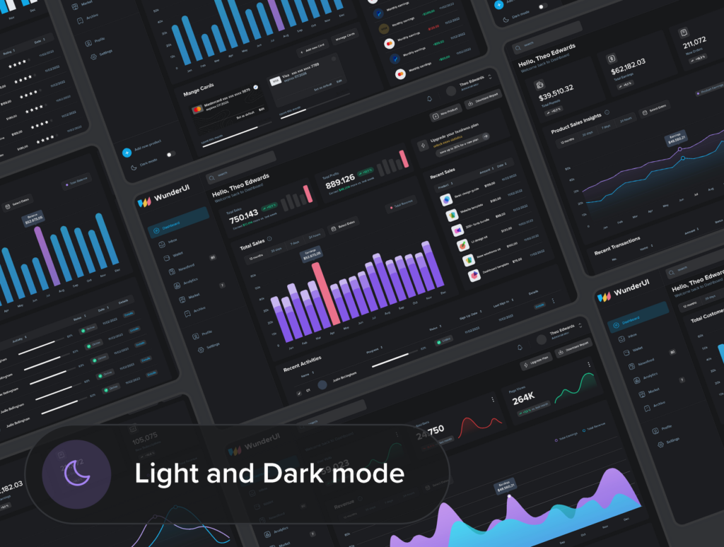 Wunder UI - website design system dark mode