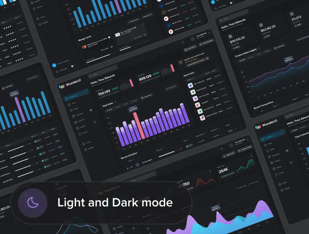 Wunder UI - website design system dark mode
