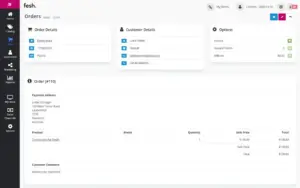 Orders tab user interface of fesh