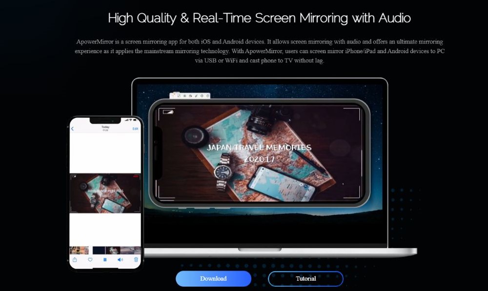 High quality screen mirroring feature of ApowerMirror -mirror App for Android
