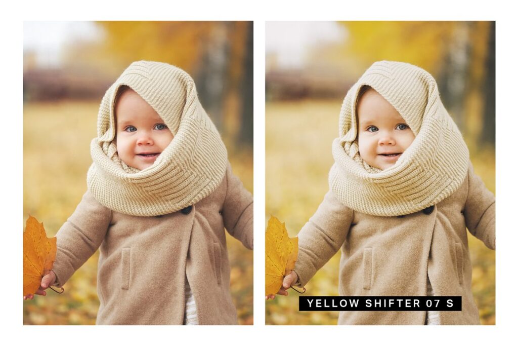 Collage of two before - after edit images of a young kid.