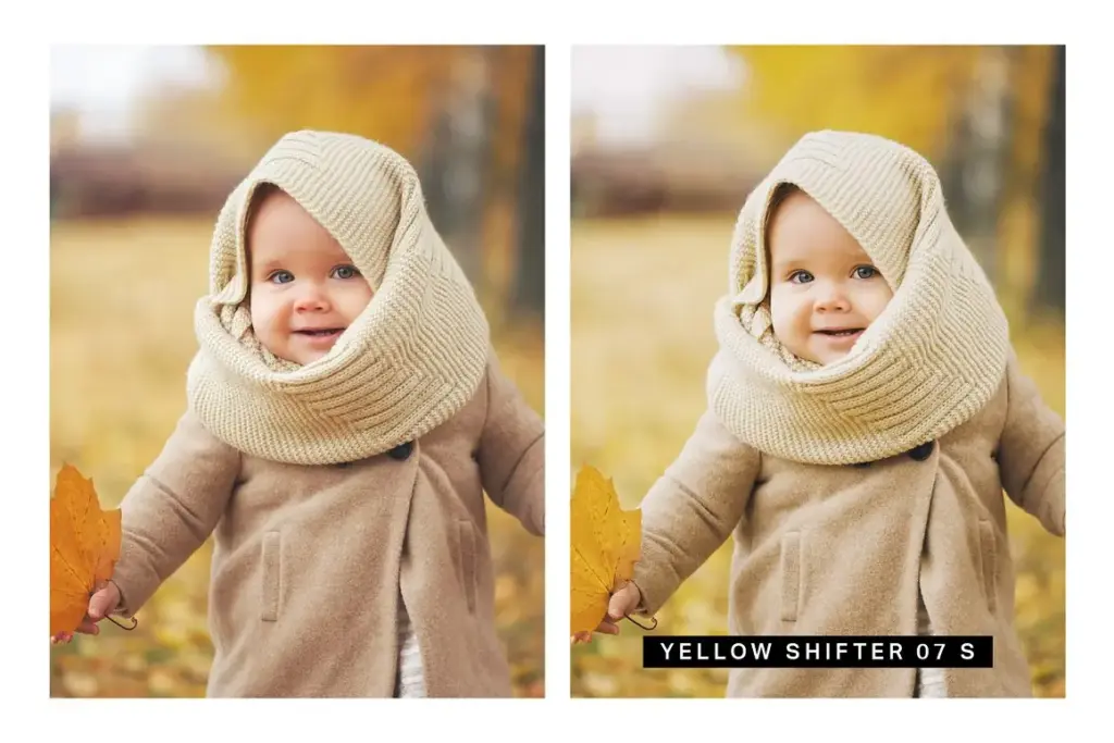 Collage of two before - after edit images of a young kid.