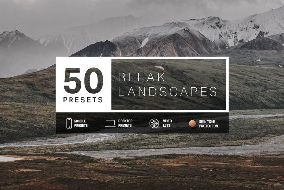 Cover image of Bleak landscape presets in professional Lightroom Presets bundle.