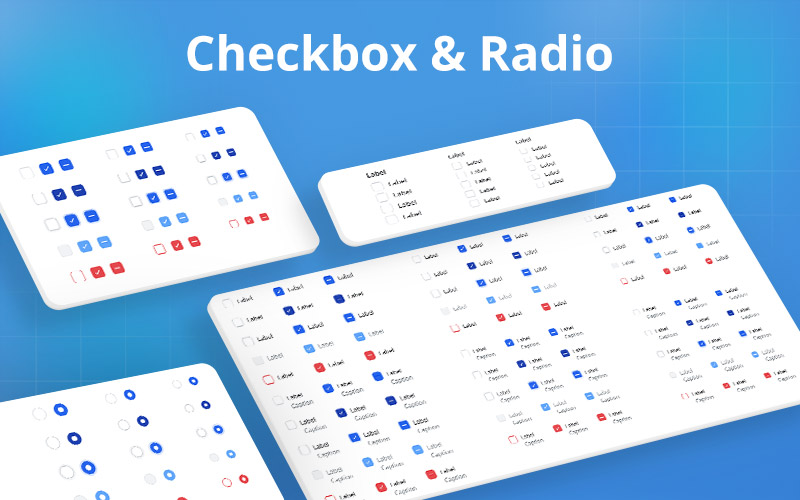 This image is displaying the checkbox and radio UI of Figmatia - web design system