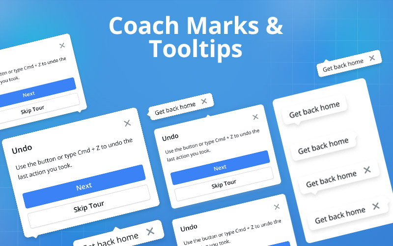 This image is displaying the coach marks and tooltips of Figmatia