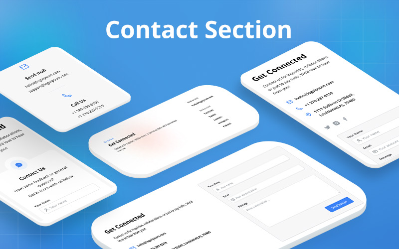 This image is displaying the contact section component of figmatia- responsive web design system