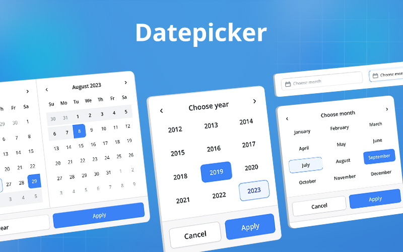 This image is displaying the date picker component of figmatia- responsive web design system