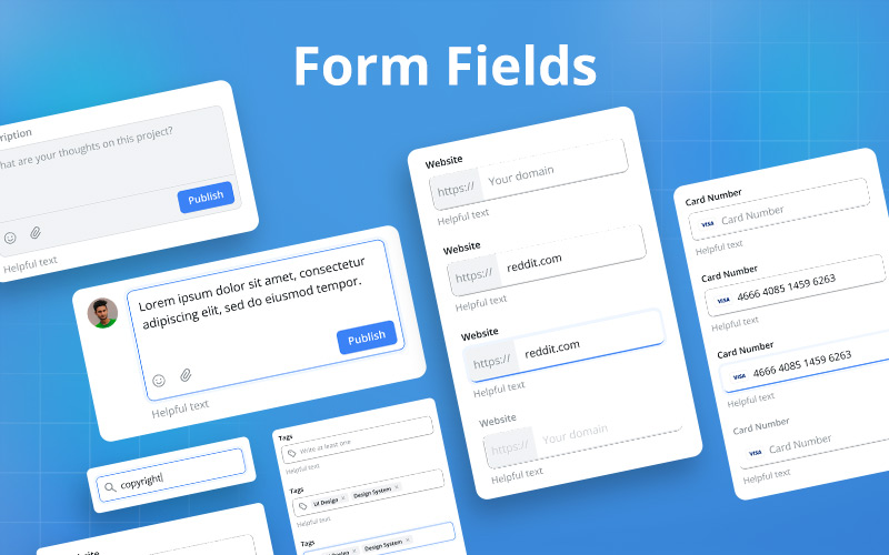 This image is displaying the form fields component for figmatia- responsive web design system